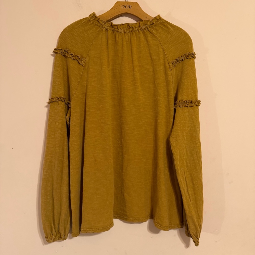 NWT Mustard Ruffle Peasant Top - Picture 4 of 6